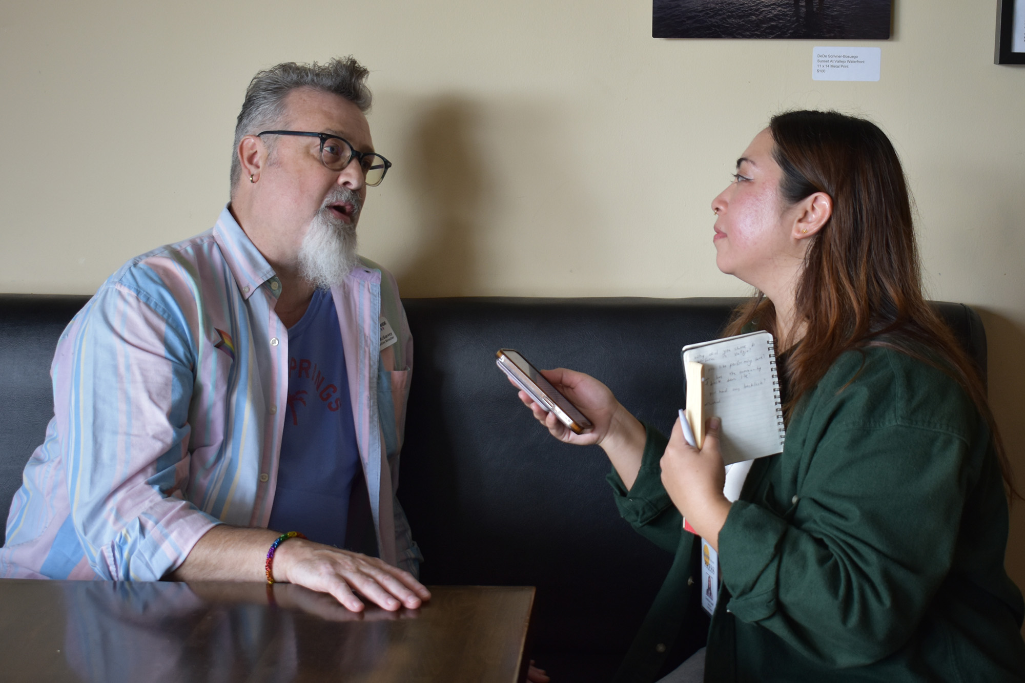A Vallejo Sun reporter interviewing a community member.